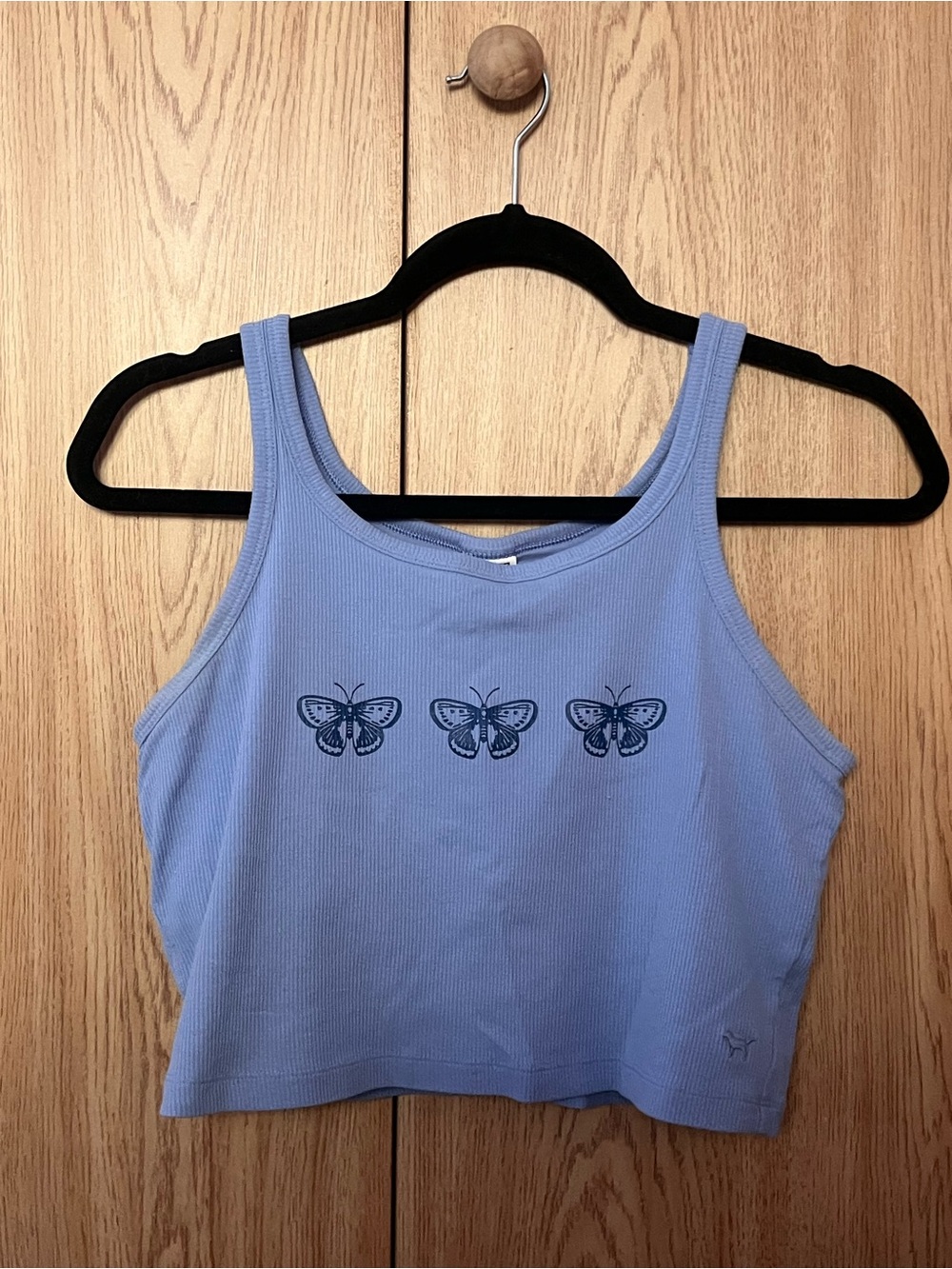 PINK Victoria's Secret Periwinkle Ribbed Butterfly Crop Tank